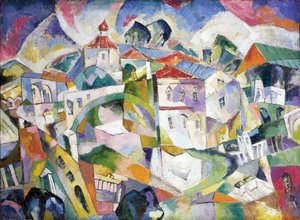 1910年頃のキュービズムの風景（キャンバスに油彩） 作： Aristarkh Vasilievic Lentulov