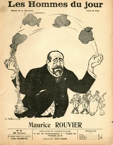 1906年頃の「Les Hommes du jour」の表紙 - Aristide Delannoy (1874-1911)によるイラスト：銀 - Rouvier Maurice (1842-1911) - ジャグリング
