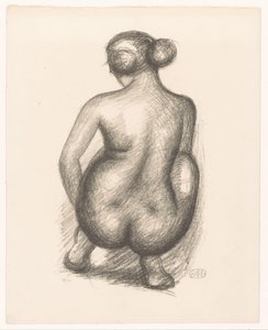 後ろから見たしゃがみ裸の女性 Femme accroupie de dos (原題) 作： Aristide Maillol (signed by artist)