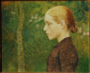 アリスティド・マイロル-農民少女のポートレートバスト」、1891年、キャンバスに油彩、46×55cm 作： Aristide Maillol