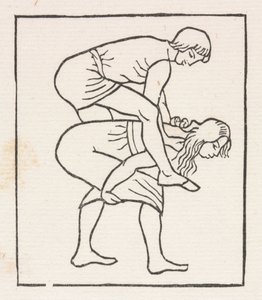 ダフニスとクロエダフニスがクロエの胸にリンゴを入れる 作： Aristide Maillol