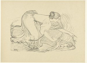 水辺で膝をついて座る洗濯婦 ラヴーズ パノー装飾 レプルーヴ（シリーズタイトル） 作： Aristide Maillol