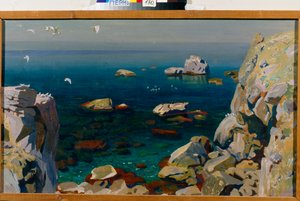 "Calm"(穏やかな)ロッキーの海景画 Arkadi Rylov (1870-1939) 油彩・キャンバス 1917 Dim 71,5x118 cm State Art Gallery, Perm 作： Arkadij Aleksandrovic Rylov