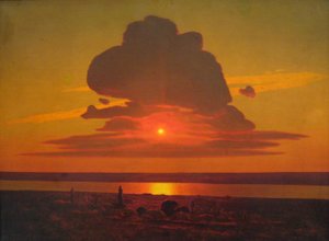 ロシア語：「赤い夕日」 ドニエプル川の赤い夕日 作： アーキップ・クインジ