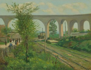 ソー踏切のアルクイユ水道橋、1874 年。 作： Armand Guillaumin