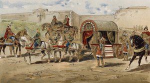 シャルルマーニュ、9世紀の時代のフランクの王子の馬車 作： Armand Jean Heins