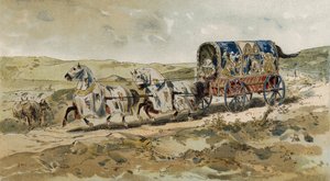 13世紀の女性の馬車 作： Armand Jean Heins