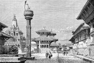 ネパール、パタンの寺院、1895年。 作： Armand Kohl