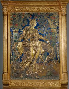 ユニコーンとお姫様（銅板画）