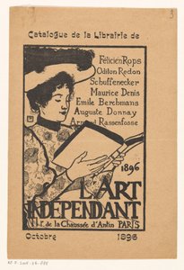 帽子をかぶった読書女性 作： Armand Rassenfosse