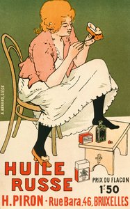 「Huile Russe」の靴のプロテクターの広告ポスター、1896年