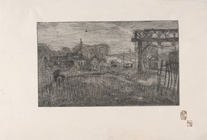 La Gare de Valmondois (ヴァルモンドワ駅) 1893 (エッチング & ルーレット) 作： Armand Séguin