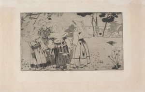 La Ronde de Pont-Aven (Pont-Aven のダンス) 1891 (エッチング、アクアティント、ドライポイント) 作： Armand Séguin