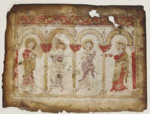 福音伝道者の肖像（不透明な水彩、インク、羊皮紙に金） 作： Armenian School
