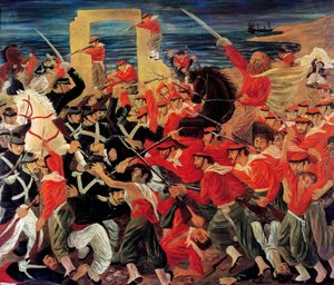 1860年7月17日〜24日に行われたミラッツォの戦い（油彩・キャンバス 作： Arnaldo Badodi