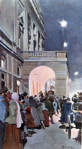 スカラ座の前での好奇心旺盛な様子 作： Arnaldo Ferraguti