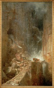 Ein Drache in einer Felsenschlucht - 岩峡谷のドラゴン... （キャンバスペインティング） 作： アーノルド・ベックリン