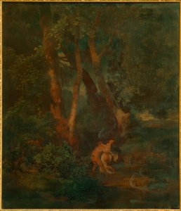 牧神とニンフ（または牧神、苦労している森の端） 作： Arnold Böcklin