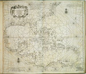 バルバドスのカリブス・エイランデンとメキシコの湾曲 作： Arnold & Colom Jacob Aertsz (1600 73) Colom