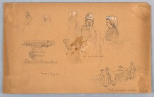 建築と人物のスケッチ 作： Arnold William Brunner