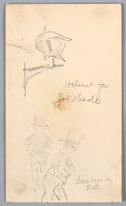 イートンのヘルメットと男性のスケッチ 作： Arnold William Brunner