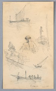 カターニア港のスケッチ 作： Arnold William Brunner