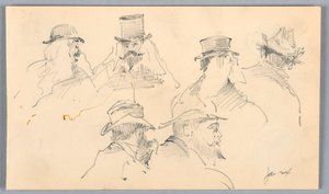 男性の頭のスケッチ 作： Arnold William Brunner