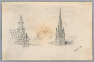 尖塔の 2 つのスケッチ 作： Arnold William Brunner