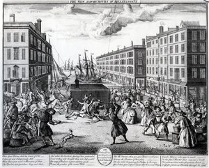 ビリングスゲートのビューとユーモア、1736 作： Arnold van Haecken