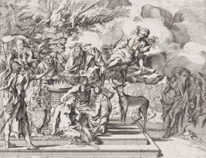イフィゲニアの犠牲、1650-1700。 作： Arnold van Westerhout.