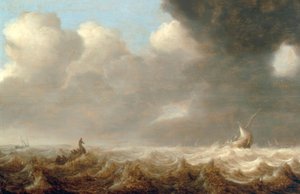 荒れた海の漁船 作： Arnoldus van Anthonissen