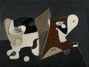 Nighttime, Enigma and Nostalgia, c.1933-34 (óleo sobre tela montado em painel) 作： Arshile Gorky