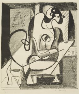 画家とモデル 作： Arshile Gorky