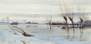 氾濫した川のある冬の風景、1889年（WC） 作： Arthur Anderson Fraser