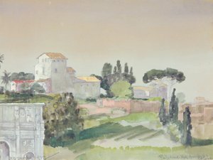 コロッセオからのパラティーノの丘、1927年（紙のトイレ） 作： Arthur Bowen Davies