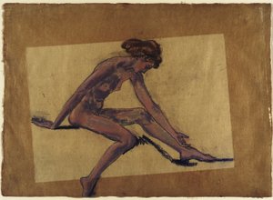 Sitzender weiblicher Akt im Profil, nach vorne gebeugt 作： アーサー・ボウエン・デイビス