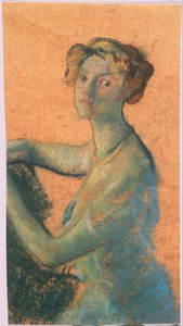 ABデイビスの本、エディション-25、50からオレンジ色の背景を持つ女性 作： Arthur Bowen Davies