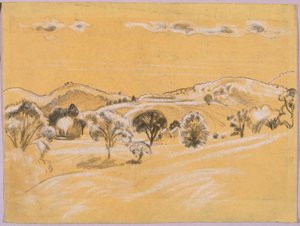 ABデイビスの本、エディション-38、50からの白と黒のチョークの風景 作： Arthur Bowen Davies