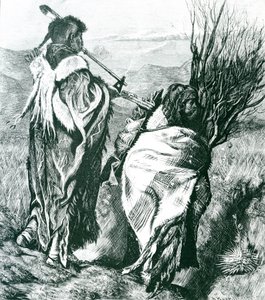 Hiawatha and Minne-Ha-Ha, engraved by Joseph Swain (1820-1909) 1870 (carving) (bw photo) 作： Arthur Boyd (after) Houghton