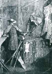 ジョセフ・スウェイン（1820-1909）1871によって刻まれた、西部アメリカのインディアンとの物々交換 作： Arthur Boyd Houghton