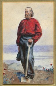 Giuseppe Garibaldi at the Capri Island - Oeuvre de Arthur Boyd Houghton(1836-1875) - 1860 - 紙に水彩画 - 25,5x18 - 個人蔵 作： Arthur Boyd Houghton
