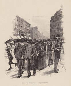 早朝の郵便局付近（エングレーヴィング） 作： Arthur Burdett Frost