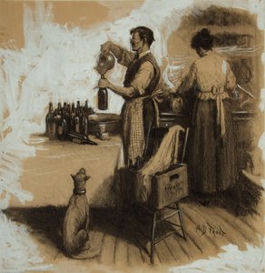 The Bootleggers（木炭、ガッシュ、ボード） 作： Arthur Burdett Frost
