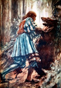 マクシミリアン 1 世、神聖ローマ皇帝、熊と戦う、15 世紀後半、1913 年 作： Arthur C Michael