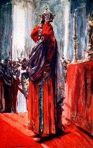 神聖ローマ皇帝フリードリヒ 2 世がエルサレムの王に即位、1229 年、1913 年 作： Arthur C Michael