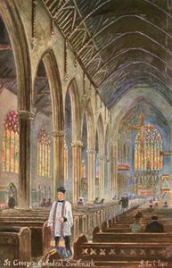 セントジョージ大聖堂、サザーク、ロンドン（カラーリソ） 作： Arthur Charles (after) Payne
