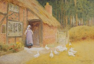 ガチョウの女の子（水彩） 作： Arthur Claude Strachan