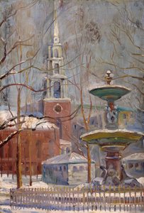 ボストンコモンズのパークストリート、1910〜20年頃 作： Arthur Clifton Goodwin
