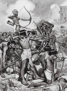 シリア人を攻撃するトトメス3世、第18王朝時代（リトグラフ） 作： Arthur David (after) McCormick