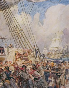 ヘンリー・ニューボルト（1862-1938）による「ドレイクのドラムとその他の海の歌」のイラスト 作： Arthur David McCormick